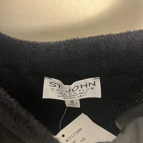 NWT St. John Collection Black Wool Midi Wrap Skirt Size 10 - Picture 5 of 7